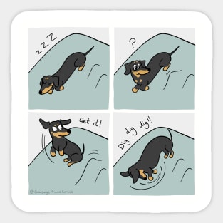 Dachshund Bed Digging - Sausage Prince Comics Sticker